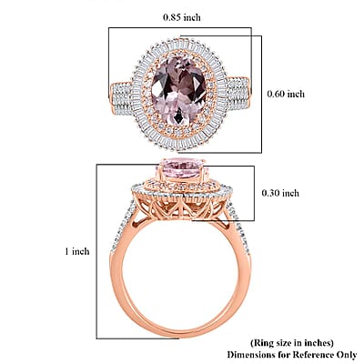 Certified and Appraised Iliana AAA Pink Morganite, Natural Pink and White Diamond Ring in 18K Rose Gold 2.67 ctw (Size 11.0)