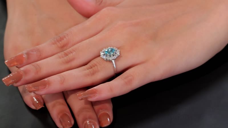 Premium Cambodian Blue Zircon and Multi Gemstone 2.65 ctw Floral Ring in Rhodium Over Sterling Silver (Size 10.0)