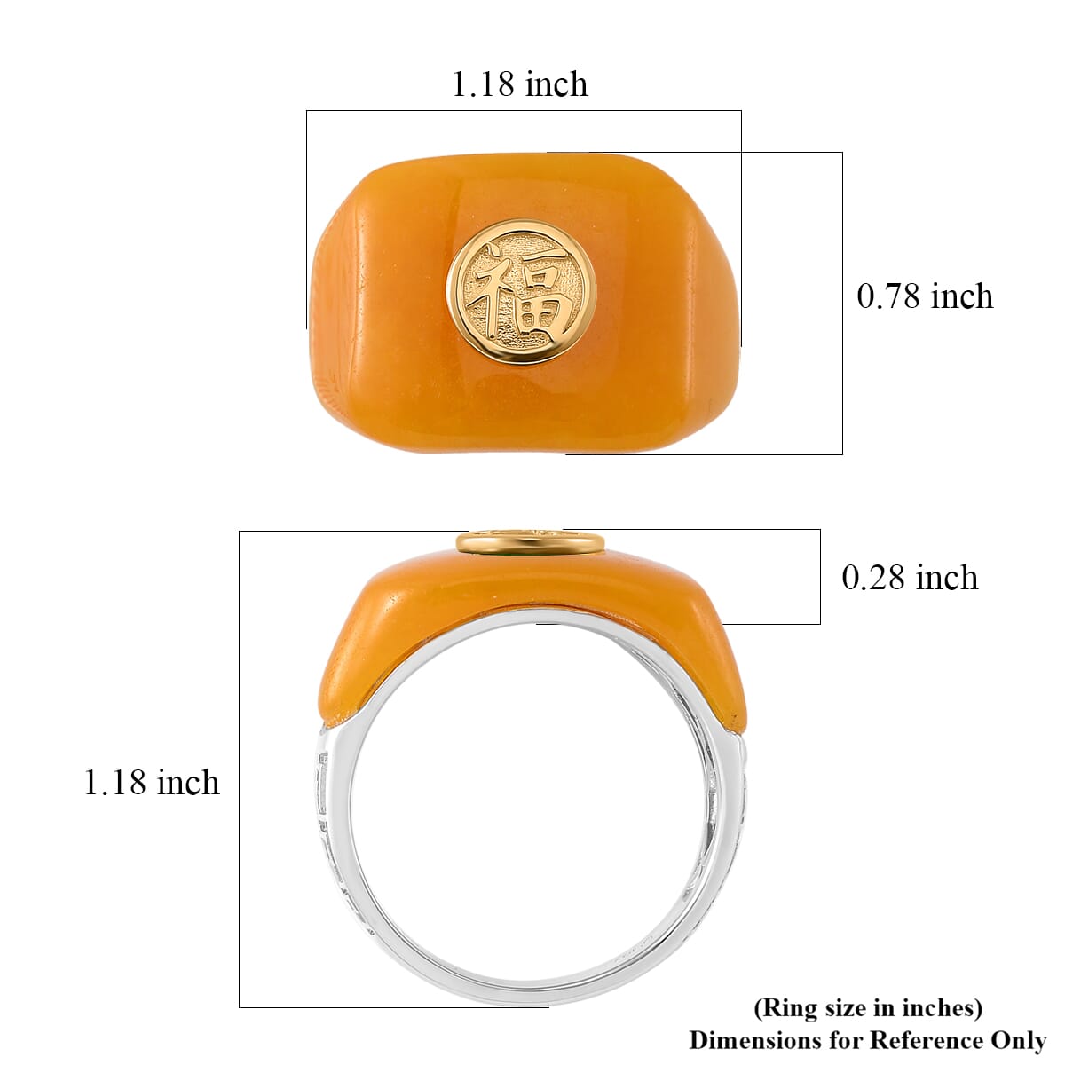 Yellow Jade (D) 31.15 ctw Mens Ring in Vermeil YG and Rhodium Over Sterling Silver (Size 14.0) image number 5