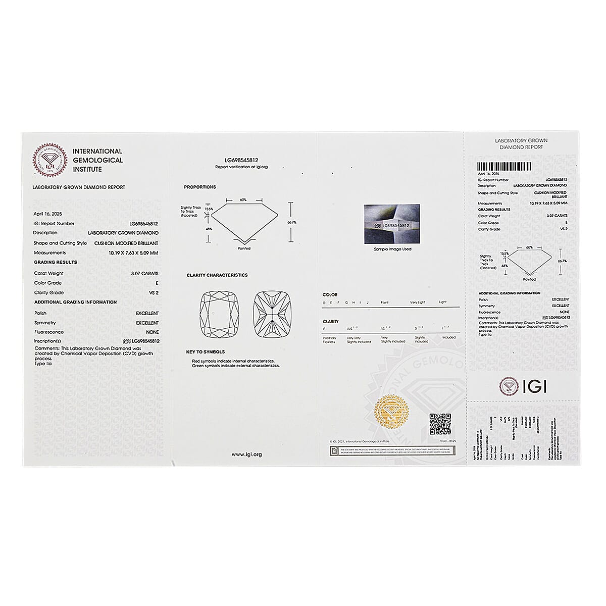 IGI Certified 3.00 ctw Lab Grown Diamond Loose Gemstone &ndash; H VS2 (Cushion Mix) image number 6