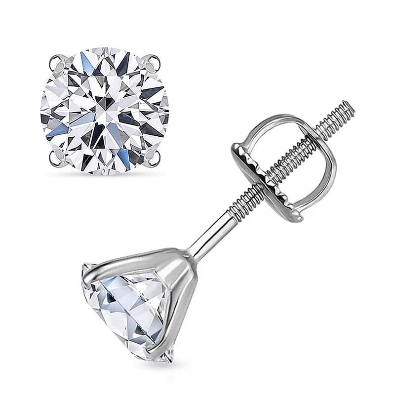 IGI Certified Luxuriant Lab Grown Diamond E-F VS 2.00 ctw Solitaire Stud Earrings in 10K White Gold