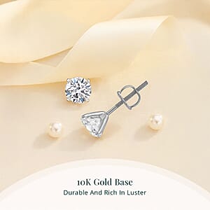 IGI Certified Luxuriant Lab Grown Diamond E-F VS 2.00 ctw Solitaire Stud Earrings in 10K White Gold