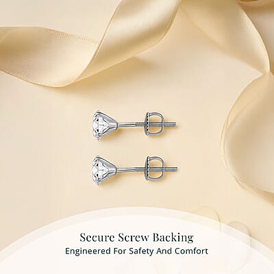 IGI Certified Luxuriant Lab Grown Diamond E-F VS 2.00 ctw Solitaire Stud Earrings in 10K White Gold