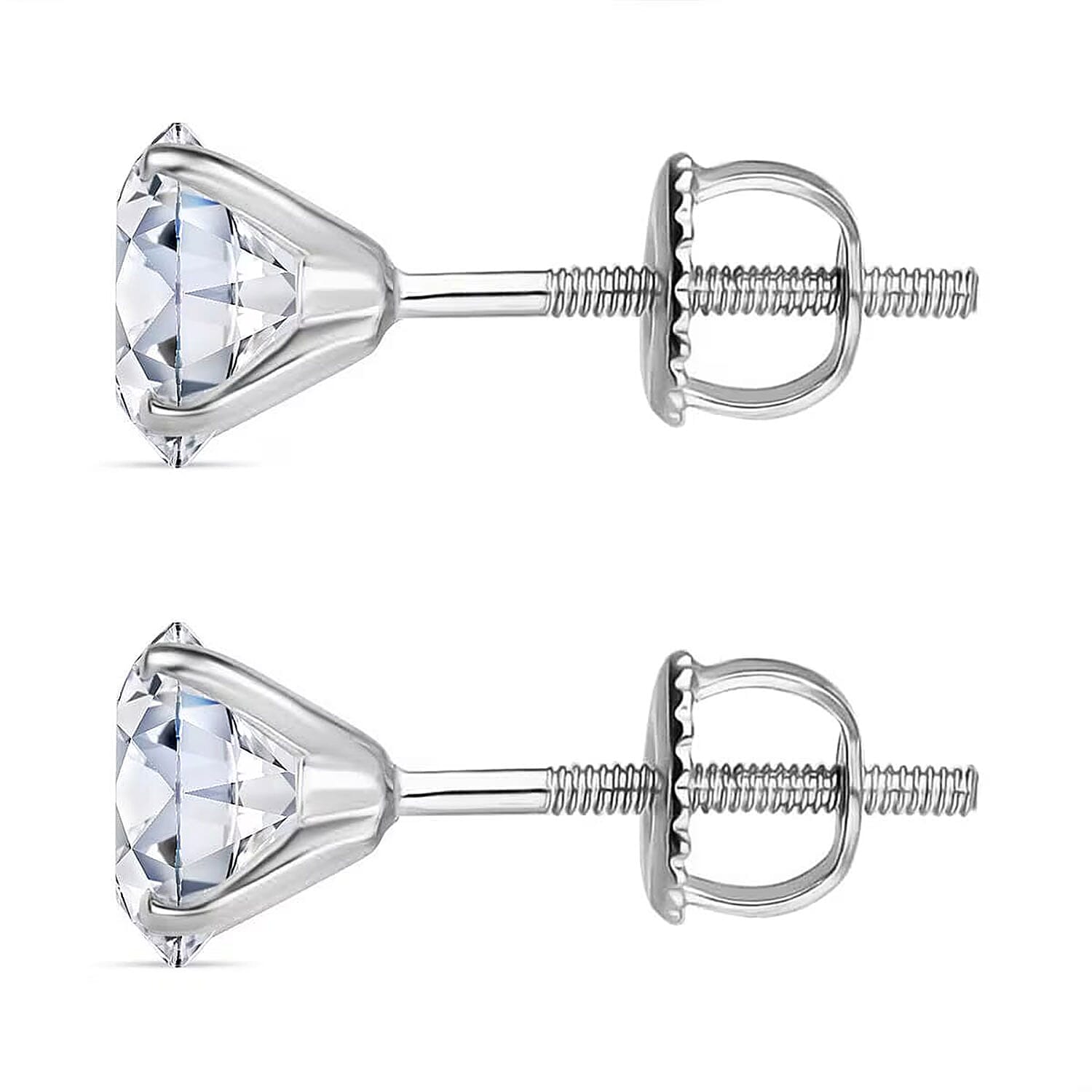 IGI Certified Luxuriant Lab Grown Diamond E-F VS 2.00 ctw Solitaire Stud Earrings in 10K White Gold