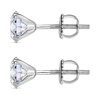 IGI Certified Luxuriant Lab Grown Diamond E-F VS 2.00 ctw Solitaire Stud Earrings in 10K White Gold