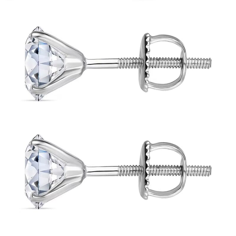 IGI Certified Luxuriant Lab Grown Diamond E-F VS 2.00 ctw Solitaire Stud Earrings in 10K White Gold