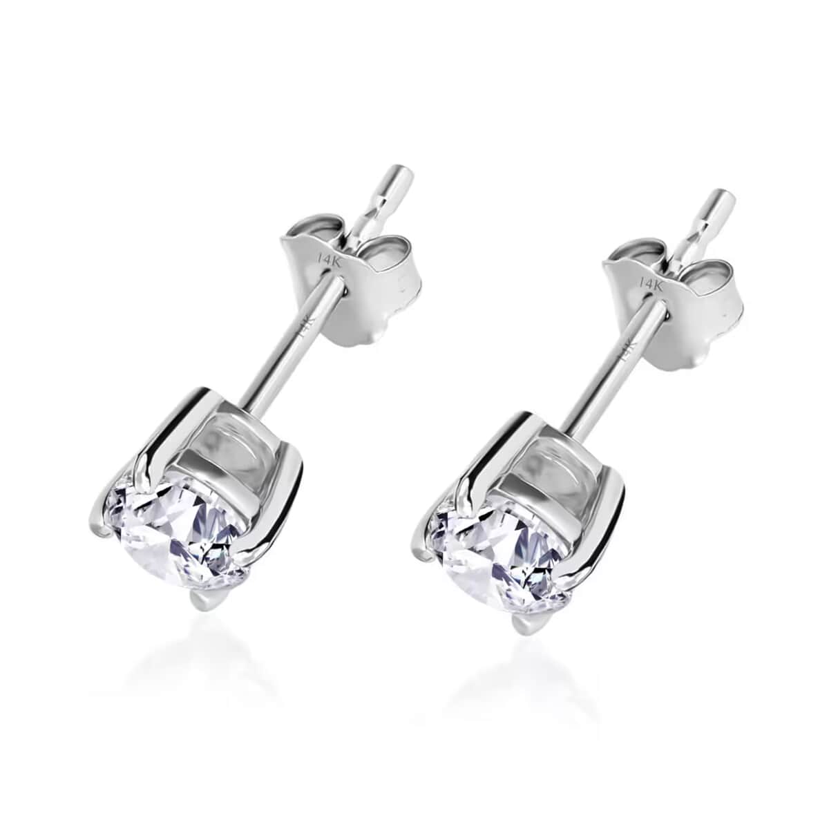 IGI Certified 14K White Gold Luxuriant Lab Grown Diamond (E-F, VS) Solitaire Stud Earrings (Del. in 10-15 Days) 2.00 ctw image number 8