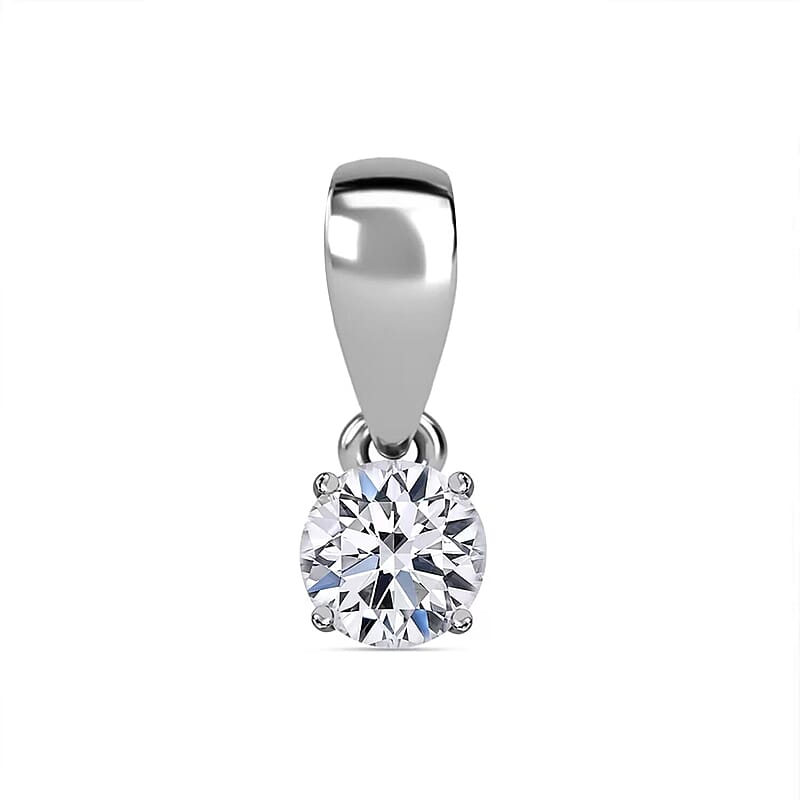14K White Gold Luxuriant Lab Grown Diamond (E-F, VS) Solitaire Pendant without Chain 0.50 ctw
