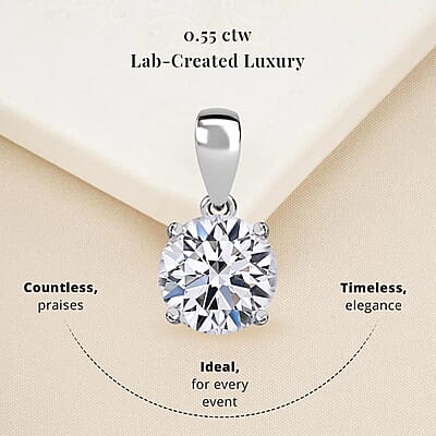 14K White Gold Luxuriant Lab Grown Diamond (E-F, VS) Solitaire Pendant without Chain 0.50 ctw