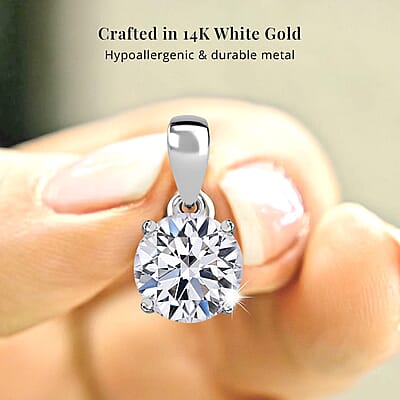 14K White Gold Luxuriant Lab Grown Diamond (E-F, VS) Solitaire Pendant without Chain 0.50 ctw