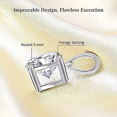 14K White Gold Luxuriant Lab Grown Diamond (E-F, VS) Solitaire Pendant without Chain 0.50 ctw