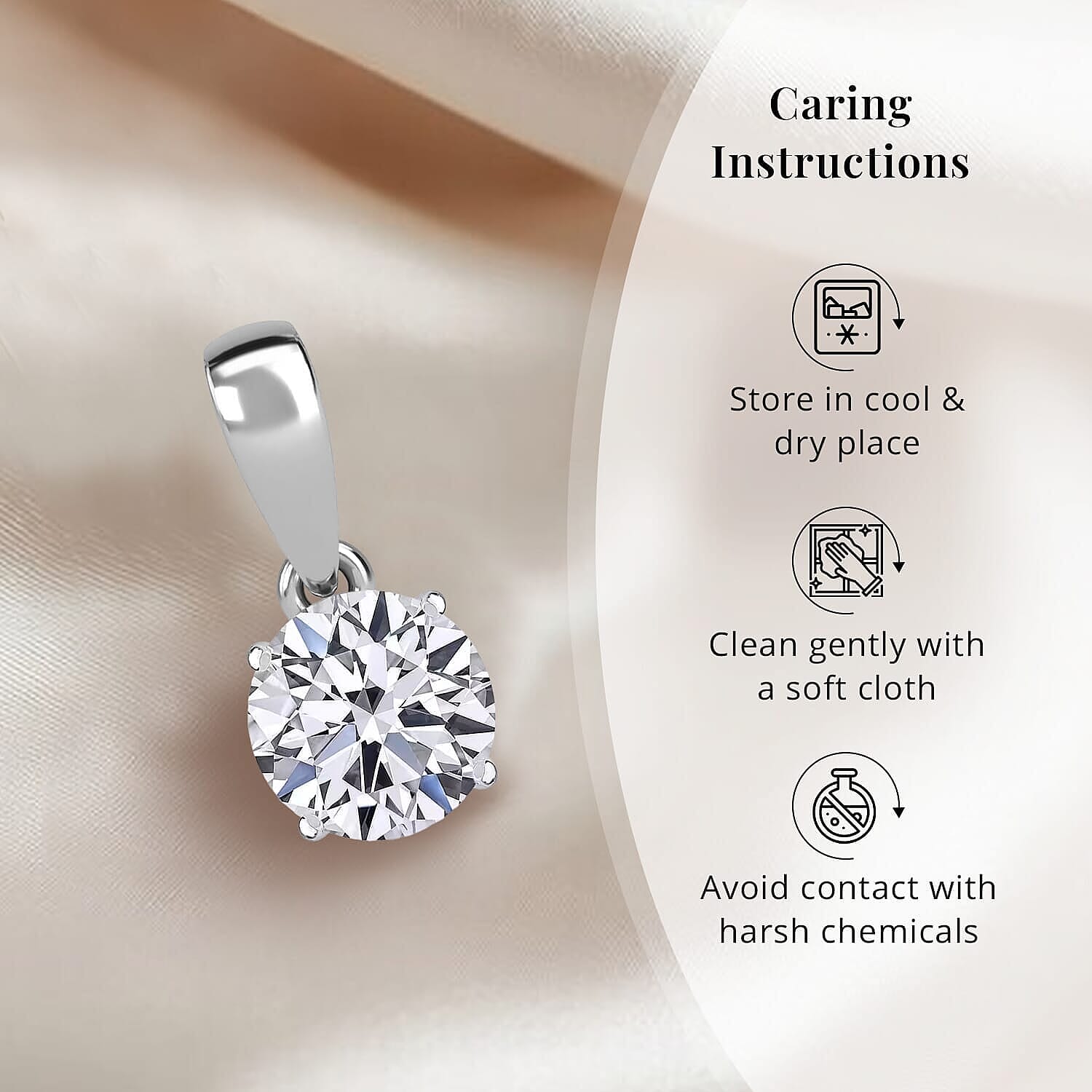 14K White Gold Luxuriant Lab Grown Diamond (E-F, VS) Solitaire Pendant without Chain 0.50 ctw