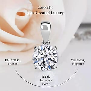 (Do Not Schedule For LS) IGI Certified Luxuriant Lab Grown Diamond E-F VS 2.00 ctw Solitaire Pendant without Chain in 14K White Gold