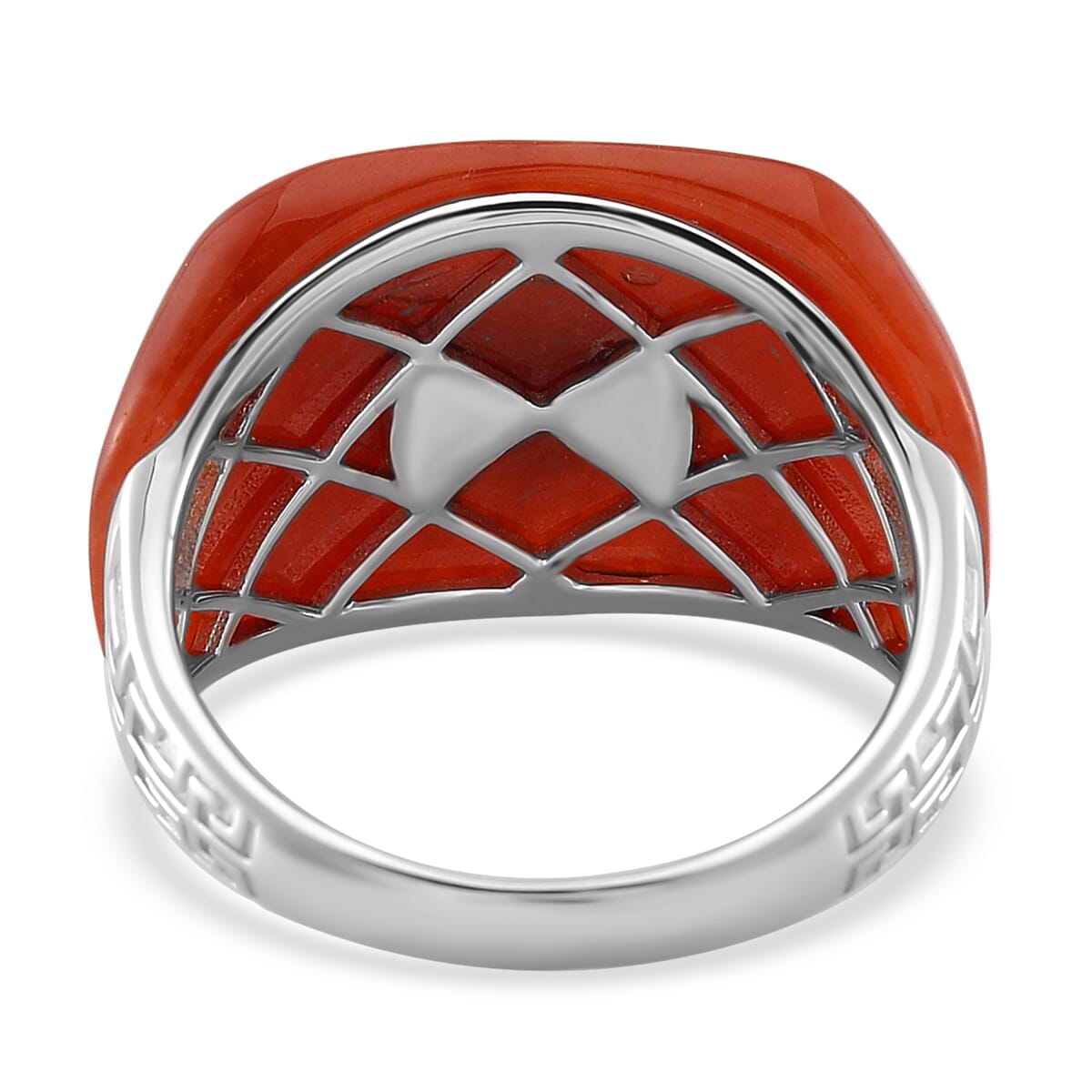 Red Jade (D) 31.30 ctw Mens Ring in Vermeil YG and Rhodium Over Sterling Silver (Size 14.0) image number 4