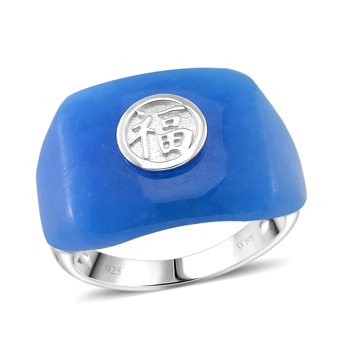 Blue Jade (D) 30.75 ctw Mens Ring in Rhodium Over Sterling Silver (Size 14.0) image number 0