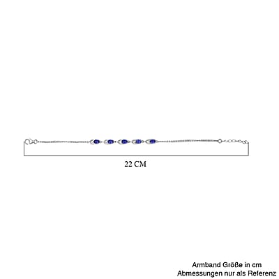 Tanzanite Color Quartz 3.00 ctw Fancy Bracelet in Rhodium Over Sterling Silver (7.5 In) (5.11 g)