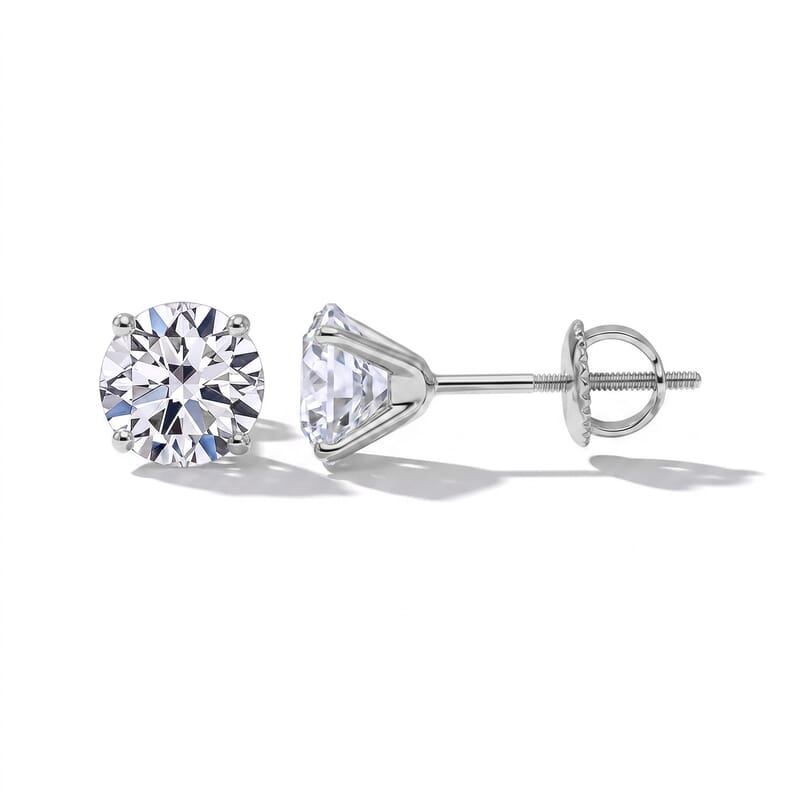 IGI Certified Luxuriant Lab Grown Diamond E-F VS 3.00 ctw Solitaire Stud Earrings in 10K White Gold