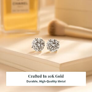 IGI Certified Luxuriant Lab Grown Diamond E-F VS 3.00 ctw Solitaire Stud Earrings in 10K White Gold