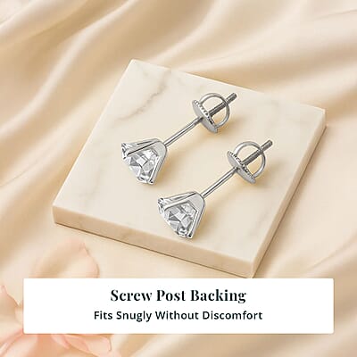 IGI Certified Luxuriant Lab Grown Diamond E-F VS 3.00 ctw Solitaire Stud Earrings in 10K White Gold