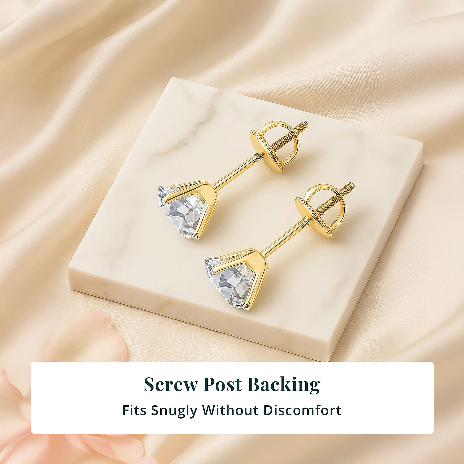 IGI Certified Luxuriant Lab Grown Diamond E-F VS 3.00 ctw Solitaire Stud Earrings in 10K Yellow Gold