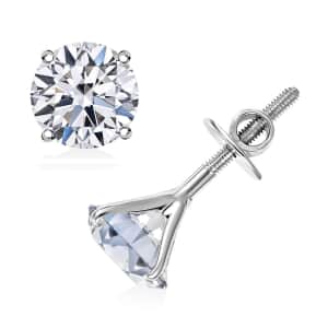 IGI Certified Luxuriant Lab Grown Diamond E-F VS 3.10 ctw Solitaire Stud Earrings in 14K White Gold (Del. in 10-15 Days)