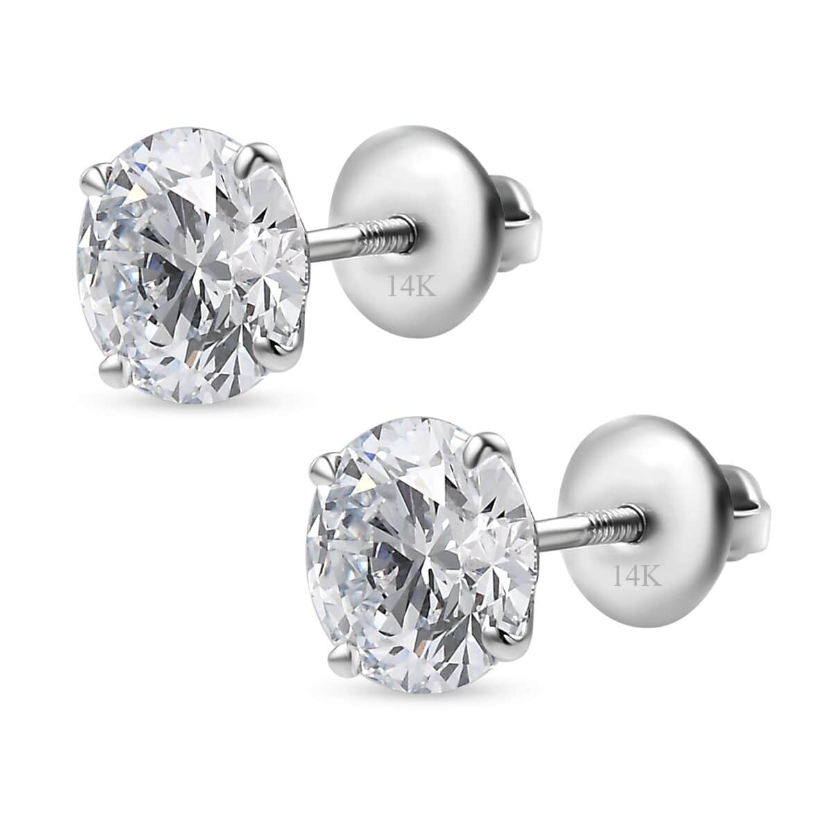 IGI Certified Luxuriant Lab Grown Diamond E-F VS 3.10 ctw Solitaire Stud Earrings in 14K White Gold (Del. in 10-15 Days) image number 3