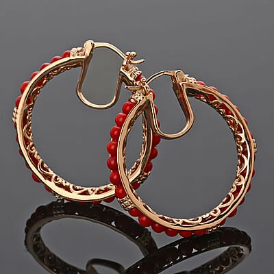 Karis Sponge Coral Earrings in 18K Rose Gold Plated