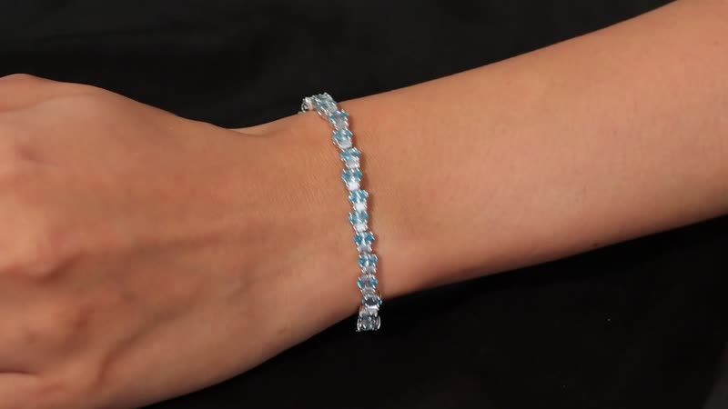 Premium Cambodian Blue Zircon, Moissanite Bracelet in Rhodium Over Sterling Silver (6.50 In) 14.85 ctw