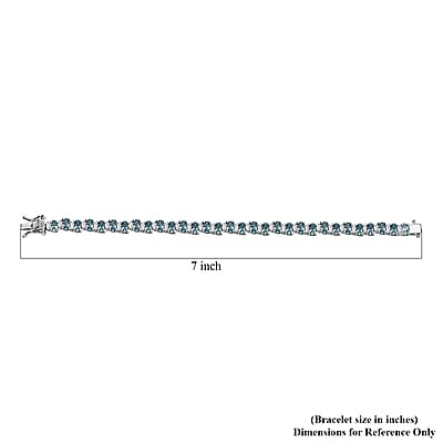 D'Joy Premium Cambodian Blue Zircon and Moissanite 14.85 ctw Sea Wave Bracelet in Rhodium Over Sterling Silver (6.50 In) (Del. in 10-12 Days)