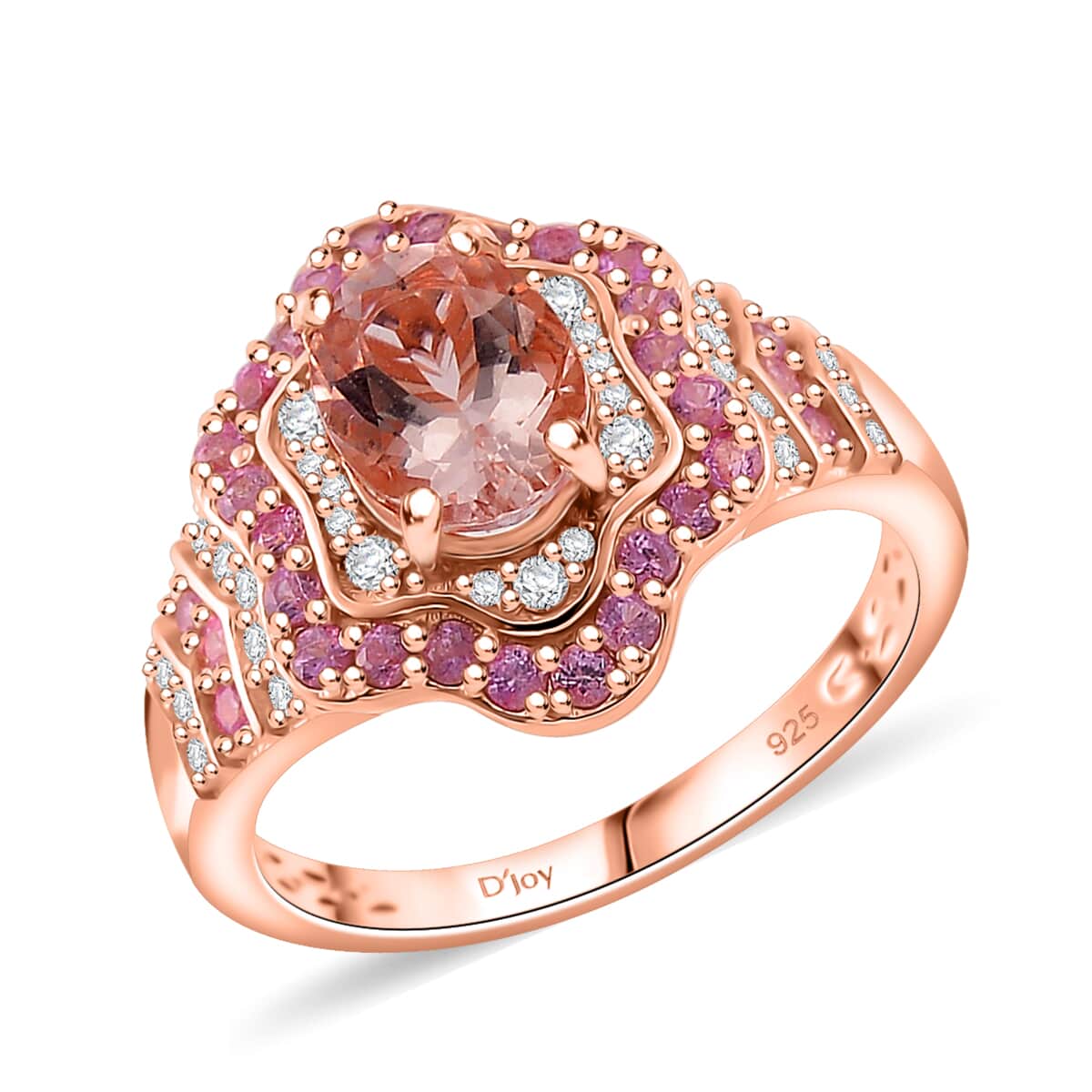 Doorbuster Marropino Morganite and Multi Gemstone 2.10 ctw Tidal Majesty Ring in 18K Vermeil Rose Gold Over Sterling Silver (Size 7.0) image number 0