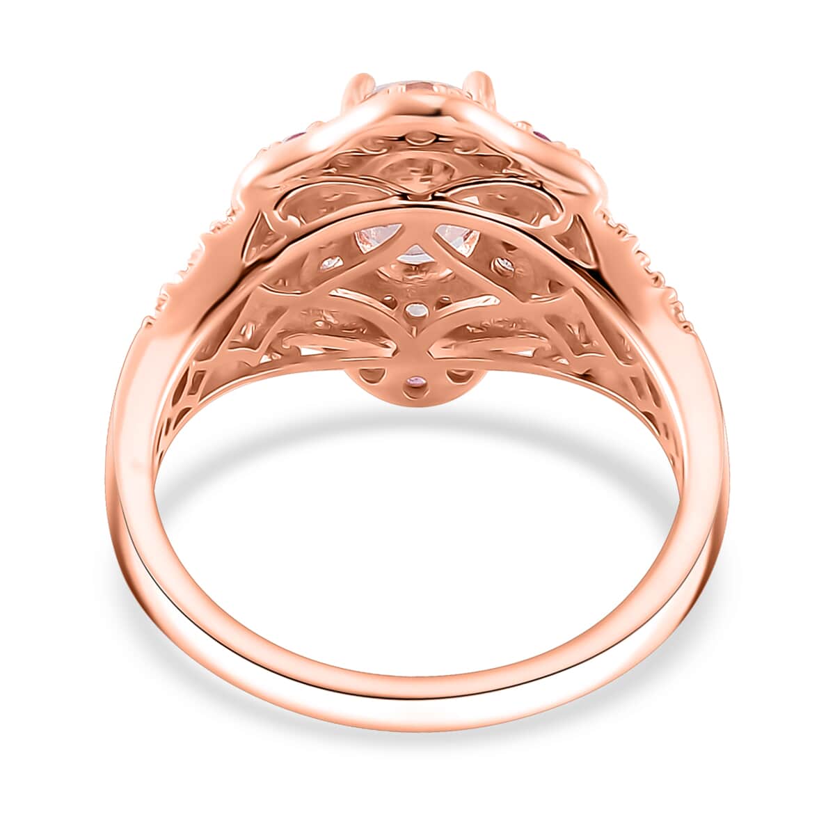 Doorbuster Marropino Morganite and Multi Gemstone 2.10 ctw Tidal Majesty Ring in 18K Vermeil Rose Gold Over Sterling Silver (Size 7.0) image number 3