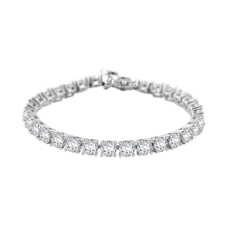 Moissanite and Yellow Sapphire 13.10 ctw Tennis Bracelet with Sun & Moon Lock in Rhodium Over Sterling Silver (6.50 In)
