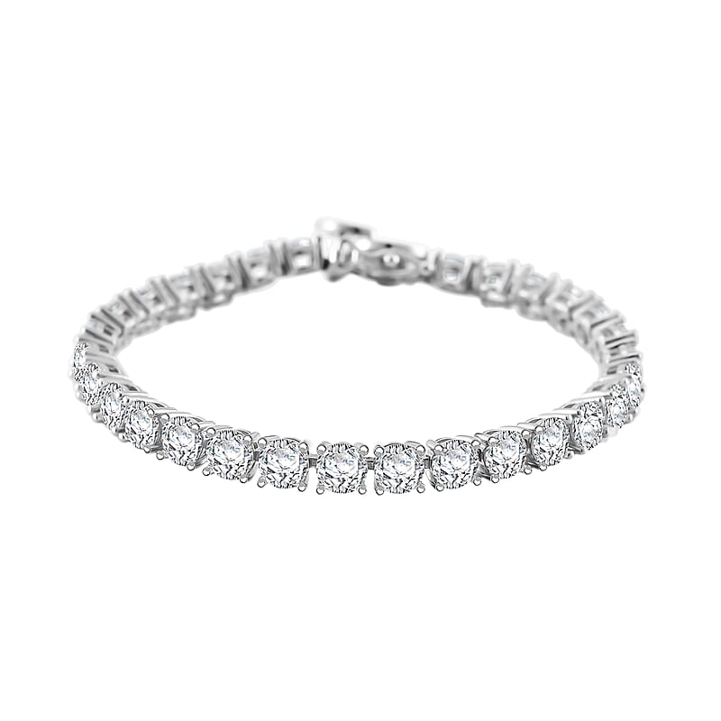 Moissanite and Yellow Sapphire 13.10 ctw Tennis Bracelet with Sun & Moon Lock in Rhodium Over Sterling Silver (6.50 In)