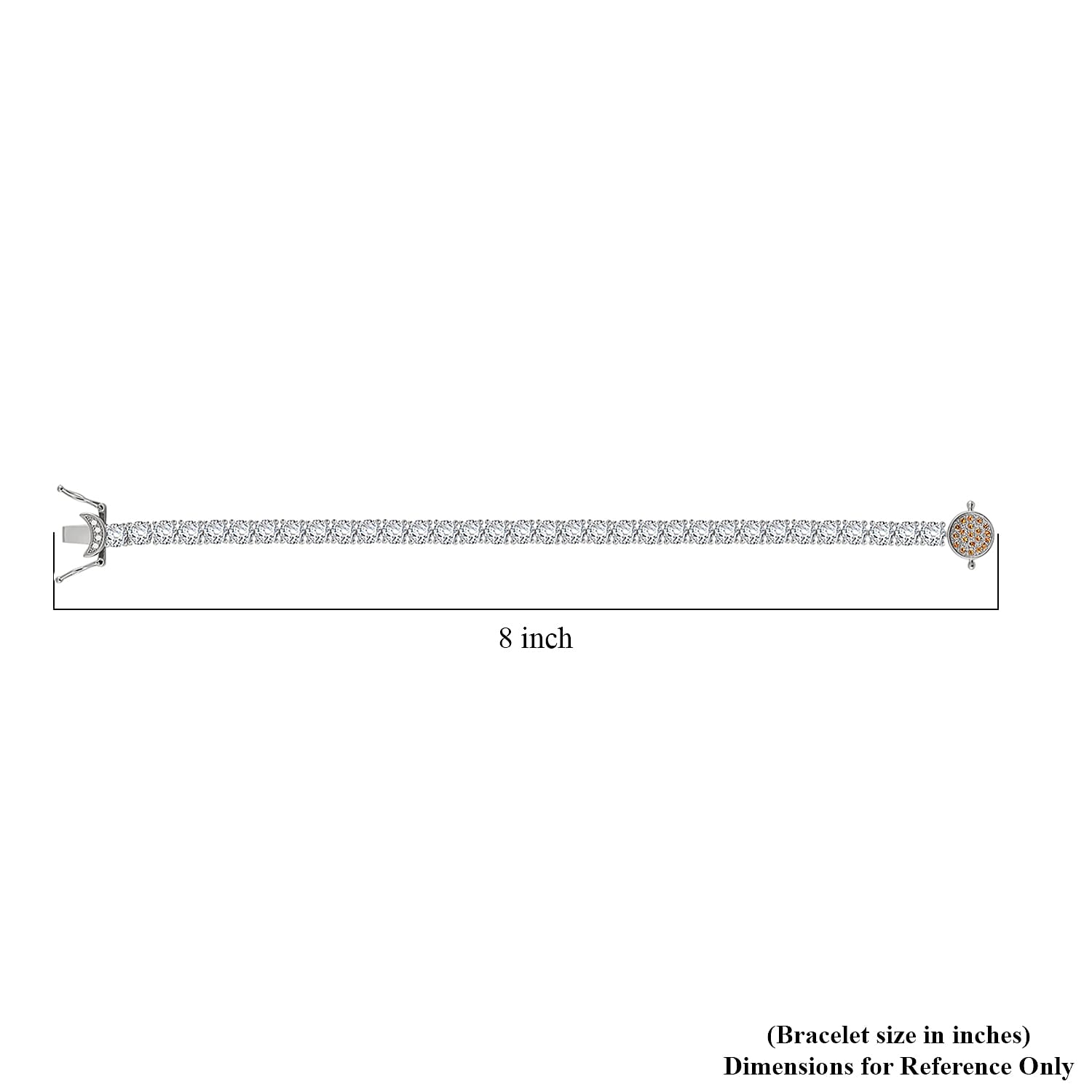 Moissanite and Yellow Sapphire 13.10 ctw Tennis Bracelet with Sun & Moon Lock in Rhodium Over Sterling Silver (6.50 In)
