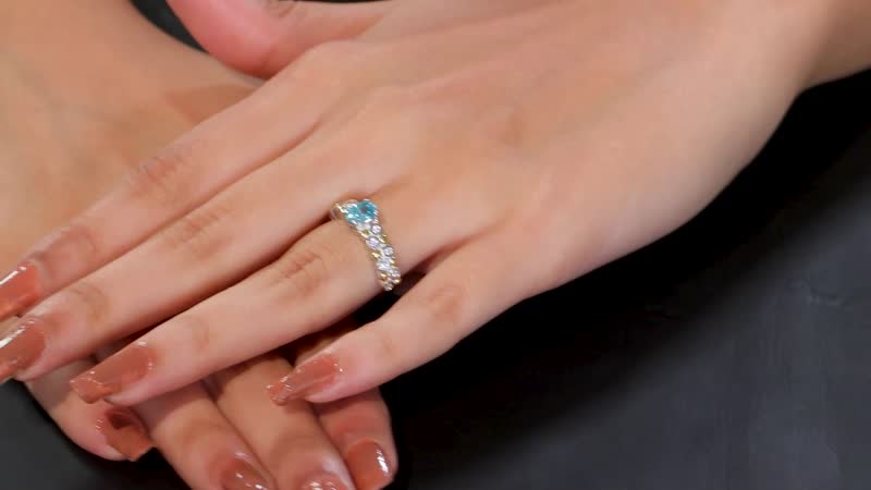 Premium Cambodian Blue Zircon, Moissanite Ring in Rhodium Over Sterling Silver (Size 10.0) 1.20 ctw