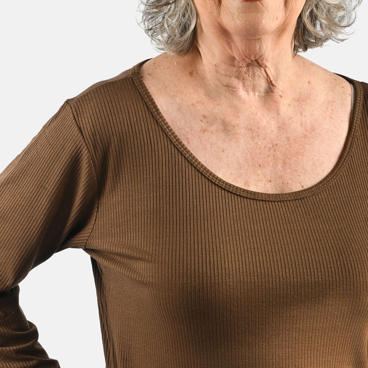 Tamsy Chocolate Rib Knit Long Sleeve Lounge Set - L image number 5