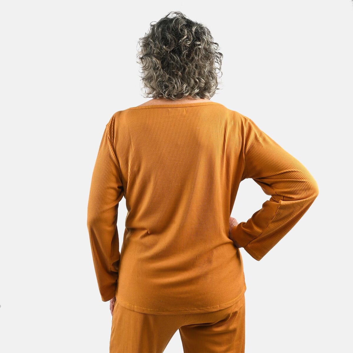 Tamsy Honey Rib Knit Long Sleeve Lounge Set - XL image number 4