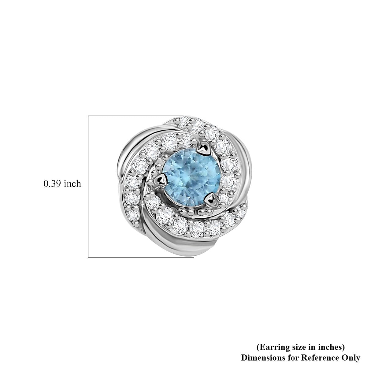 D'Joy Premium Cambodian Blue Zircon and White Zircon 1.25 ctw Love Knot Earrings in Rhodium Over Sterling Silver