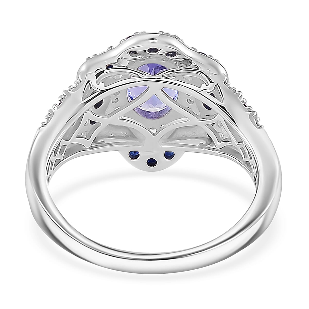 Tanzanite and Multi Gemstone 2.20 ctw Tidal Majesty Ring in Rhodium Over Sterling Silver (Size 10.0) image number 3