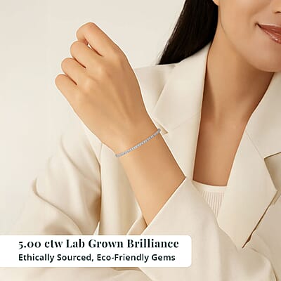 Luxuriant Lab Grown Diamond E-F VS 5.00 ctw Tennis Bracelet in 10K White Gold (6.50 In) (Del. in 10-15 Days)