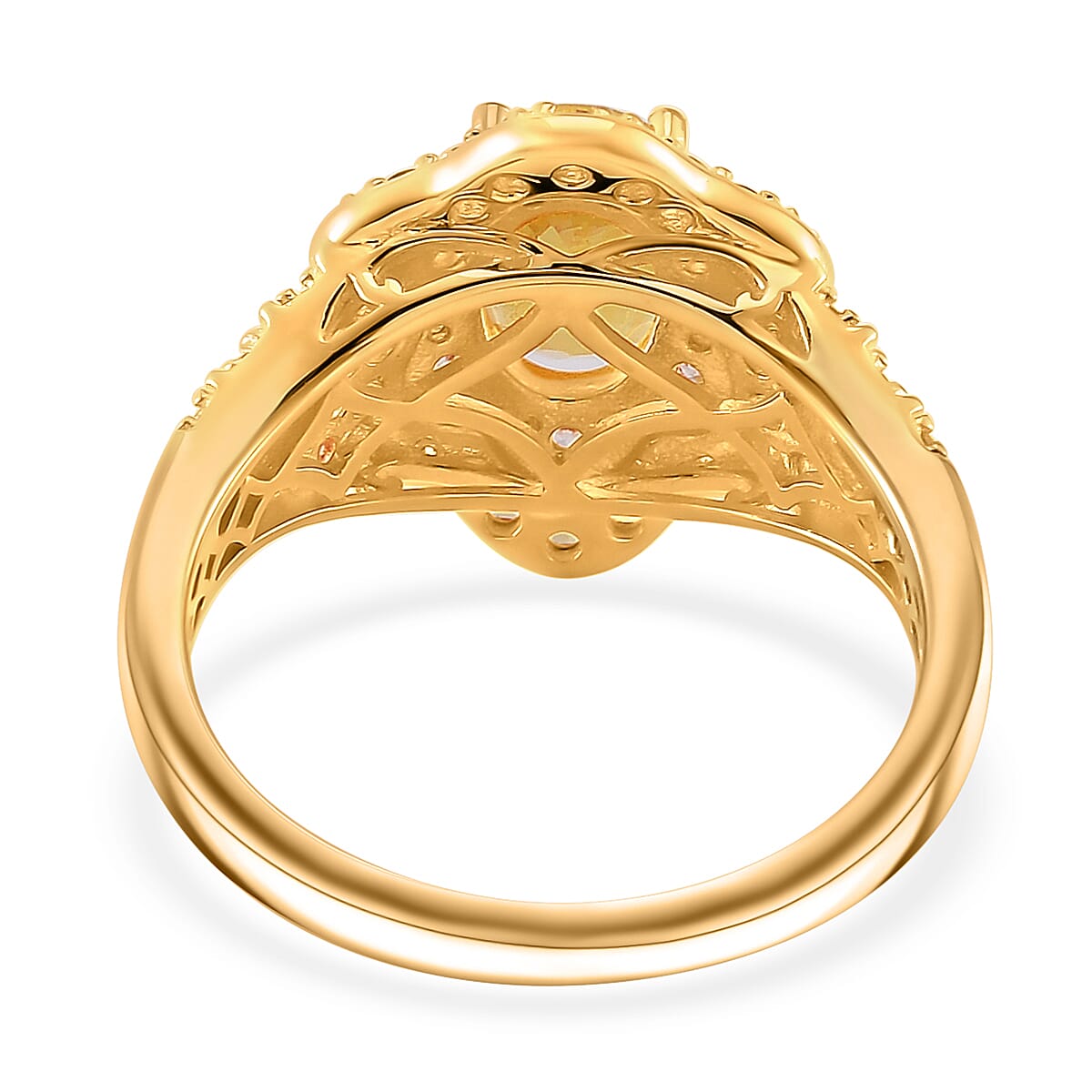 Madagascar Yellow Sapphire and White Zircon 2.60 ctw Tidal Majesty Ring in 18K Vermeil Yellow Gold Over Sterling Silver (Size 6.0) image number 3
