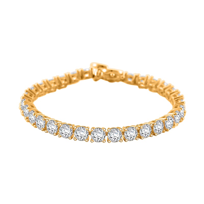 D'Joy Moissanite and Yellow Sapphire 15.10 ctw Tennis Bracelet with Sun & Moon Lock in 18K Vermeil Yellow Gold Over Sterling Silver (7.25 In)