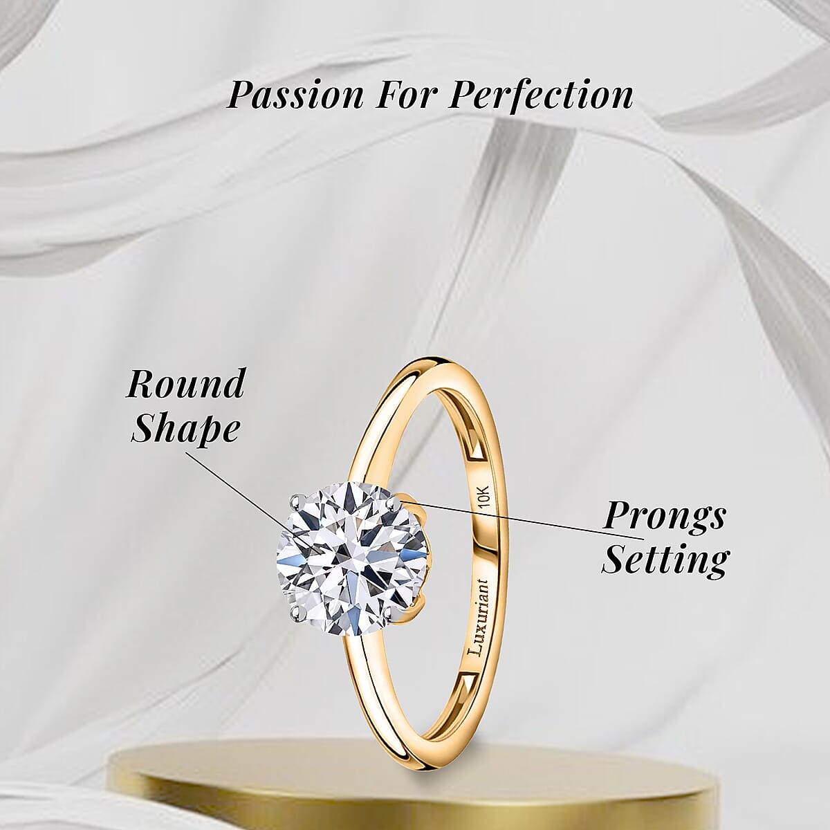 IGI Certified 10K Yellow Gold Luxuriant Lab Grown Diamond (Rnd 8mm) (E-F, VS) Solitaire Ring (Size 7.5) 2.00 ctw image number 5