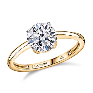 IGI Certified 10K Yellow Gold Luxuriant Lab Grown Diamond (Rnd 8mm) (E-F, VS) Solitaire Ring (Size 9.5) 2.00 ctw