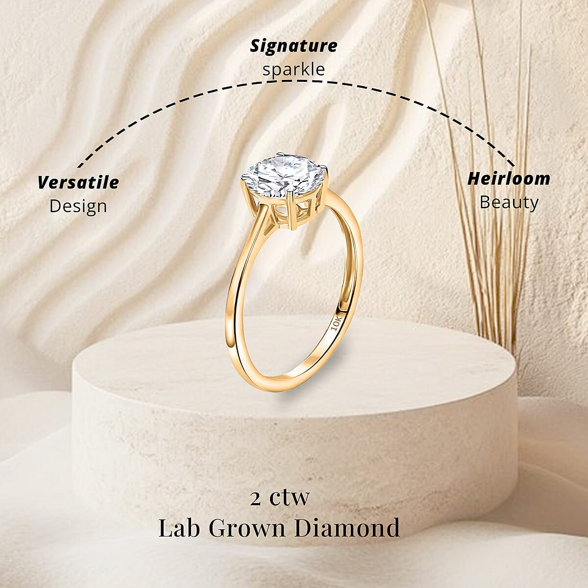 IGI Certified 10K Yellow Gold Luxuriant Lab Grown Diamond (Rnd 8mm) (E-F, VS) Solitaire Ring (Size 9.5) 2.00 ctw image number 4