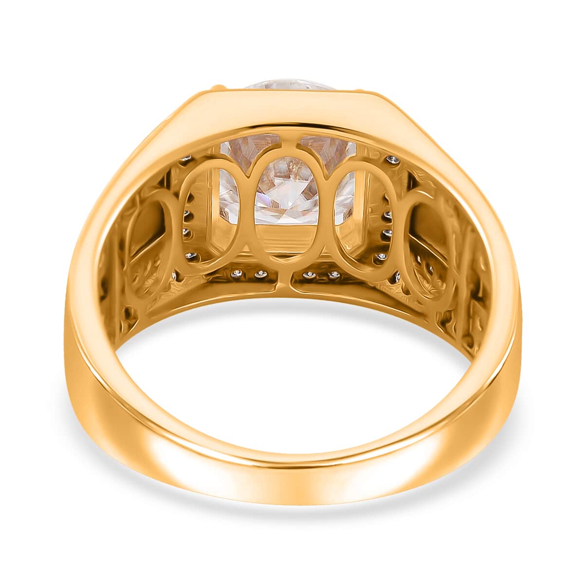 Doorbuster Moissanite 5.15 ctw Men's Ring in 18K Vermeil Yellow Gold Over Sterling Silver (Size 10.0) image number 3