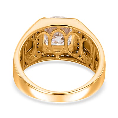 Moissanite 5.15 ctw Men's Ring in 18K Vermeil Yellow Gold Over Sterling Silver (Size 10.0)
