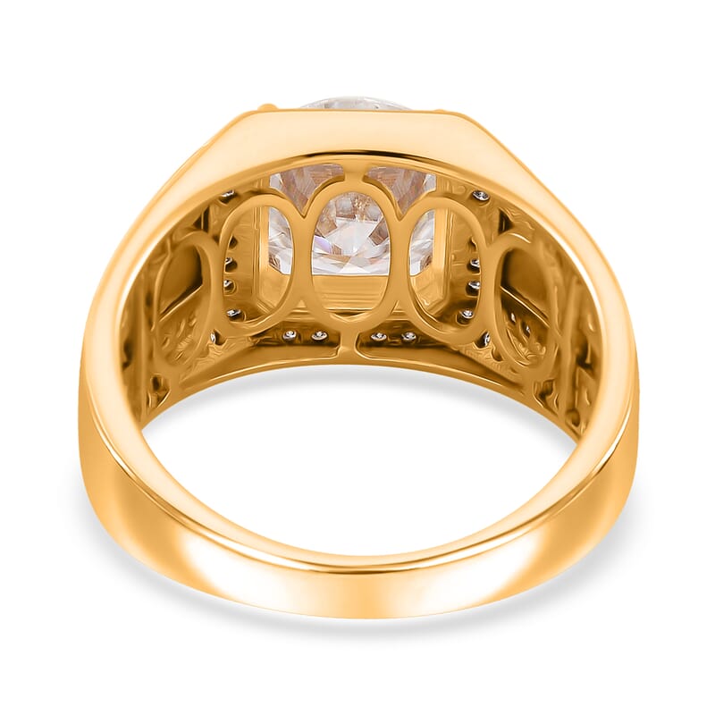 Moissanite 5.15 ctw Men's Ring in 18K Vermeil Yellow Gold Over Sterling Silver (Size 10.0)