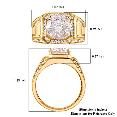 Moissanite 5.15 ctw Men's Ring in 18K Vermeil Yellow Gold Over Sterling Silver (Size 10.0)