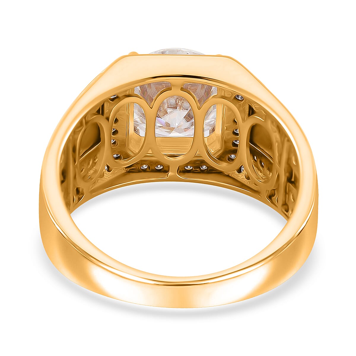 Moissanite 5.15 ctw Men's Ring in 18K Vermeil Yellow Gold Over Sterling Silver (Size 9.0) image number 3